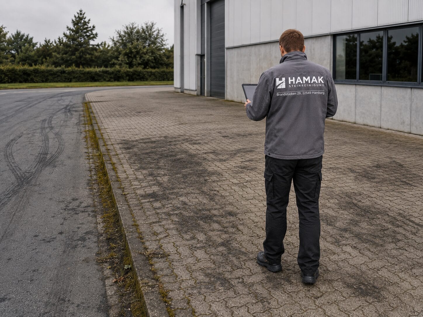 Zonenplanung für hartnäckig verschmutzte Bereiche einer gewerblichen Außenfläche
