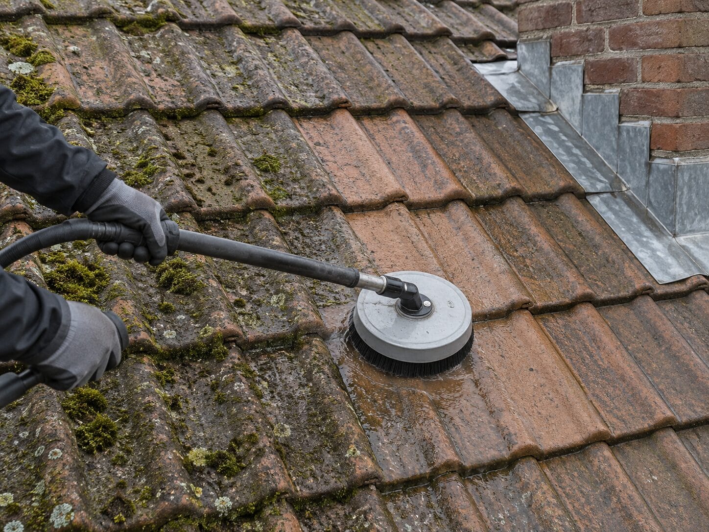 Kontrollierte materialgerechte Reinigung einer Dachfläche